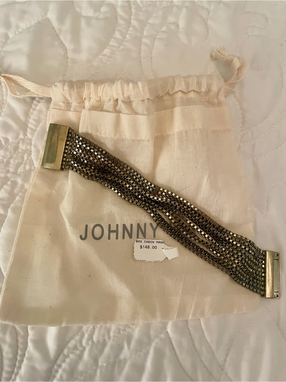 Johnny Was 7” box chain magnetic bracelet. Fair preloved cond.